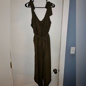 Green jumpsuit with tie straps